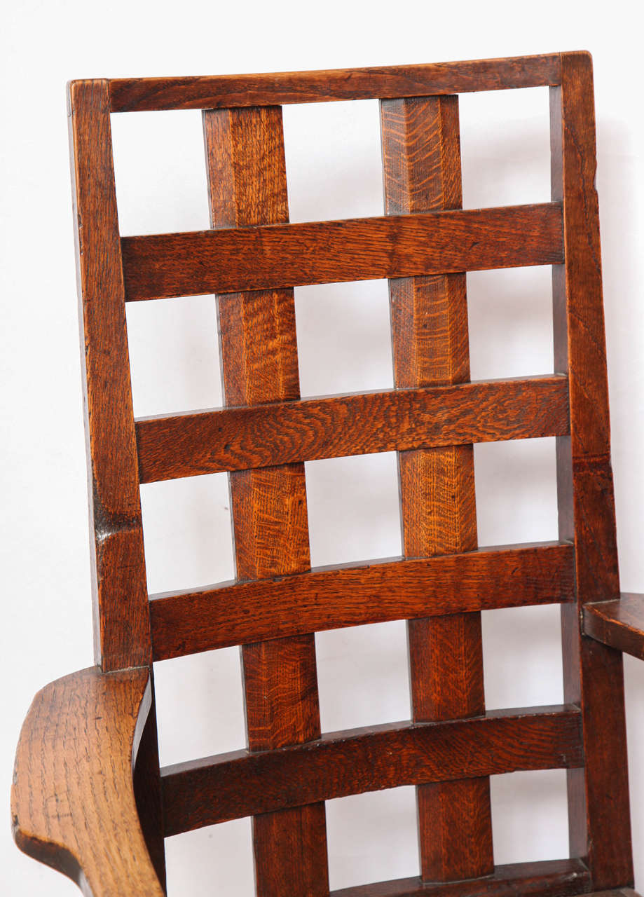 Lattice-Backed Chair with Rush Seat In Excellent Condition In New York, NY