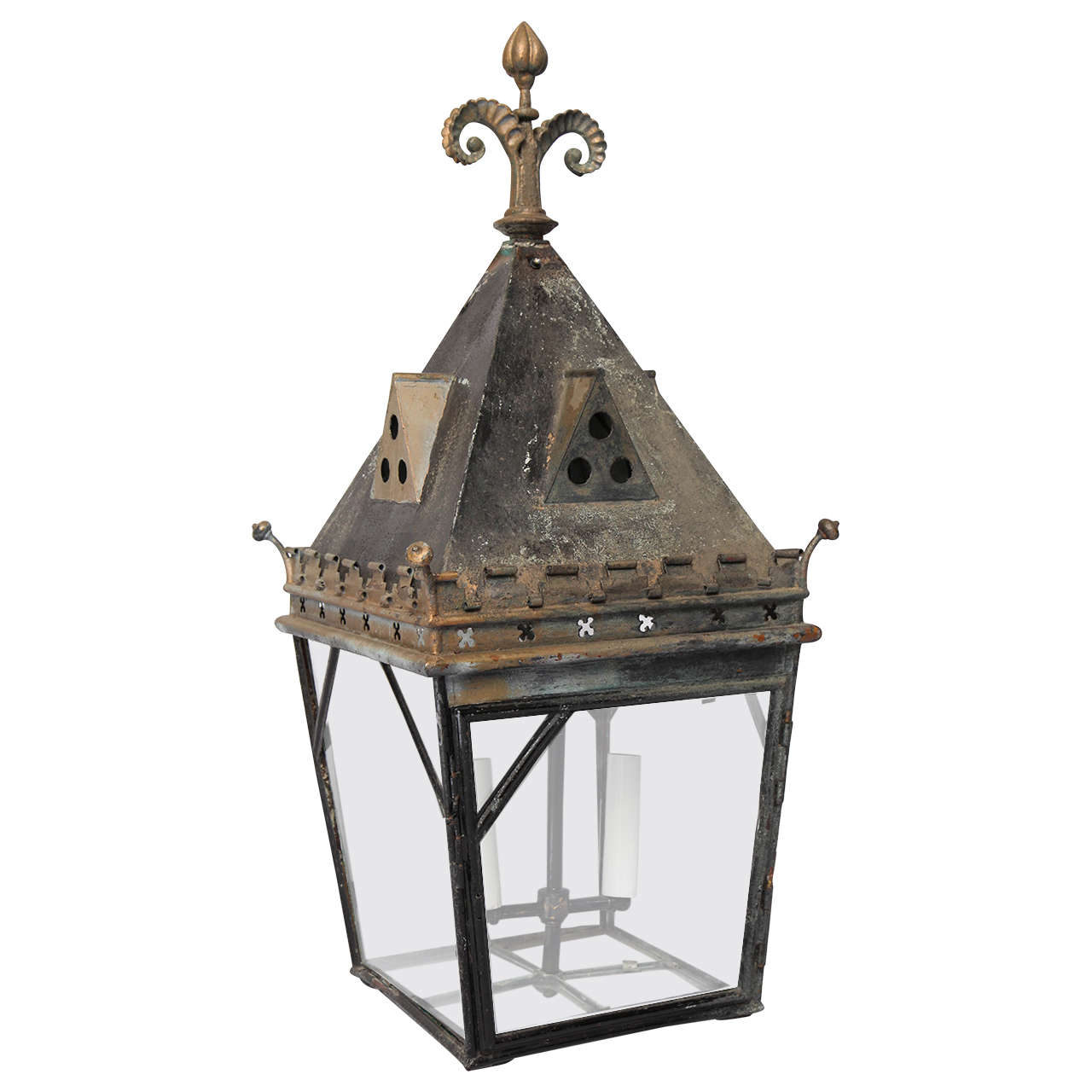 Tole Lantern with Finial Decoration