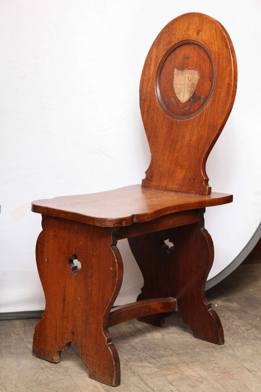 British Pair of Mahogany Hall Chairs