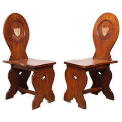Antique Pair of Mahogany Hall Chairs