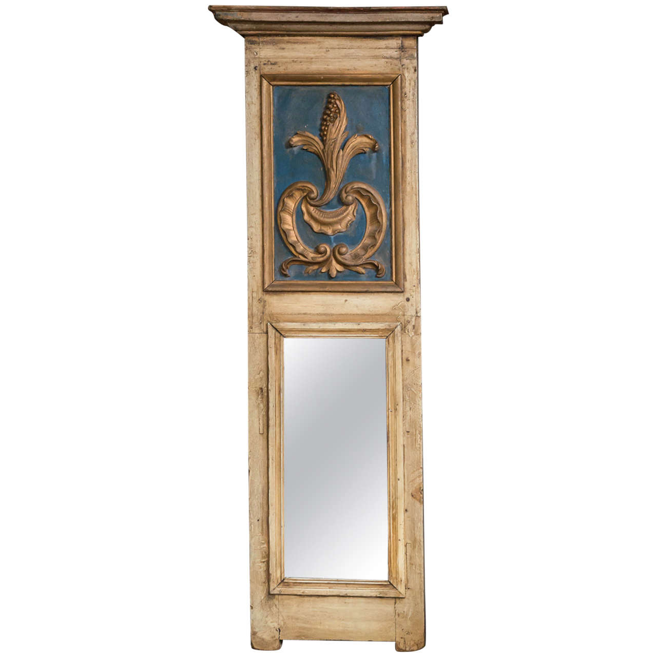 Painted Narrow Trumeau Mirror, French circa 1890