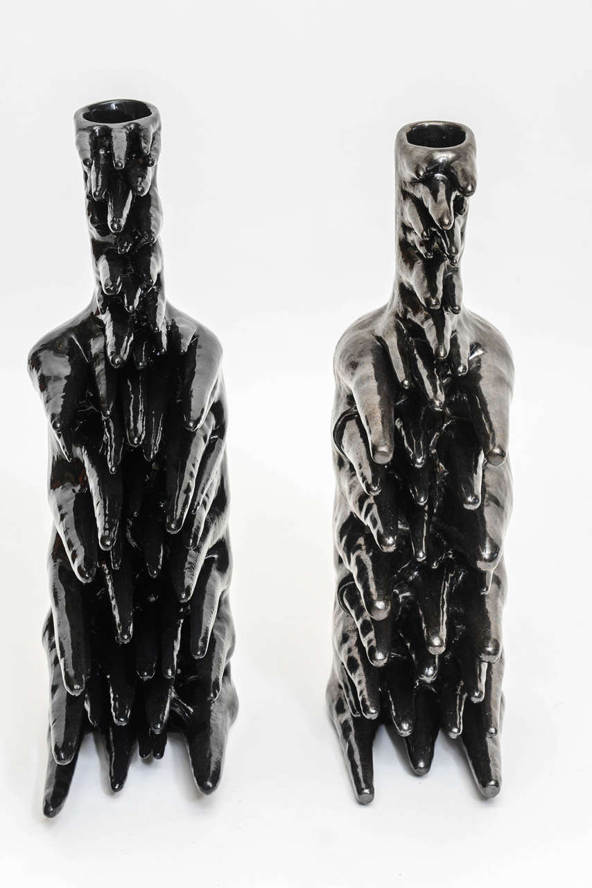 Pair of American Modern Ceramic Vase/Sculpture, Daric Harvie 4