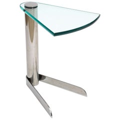 Vintage American Modern Stainless Steel and Glass Side Table, Pace Collection