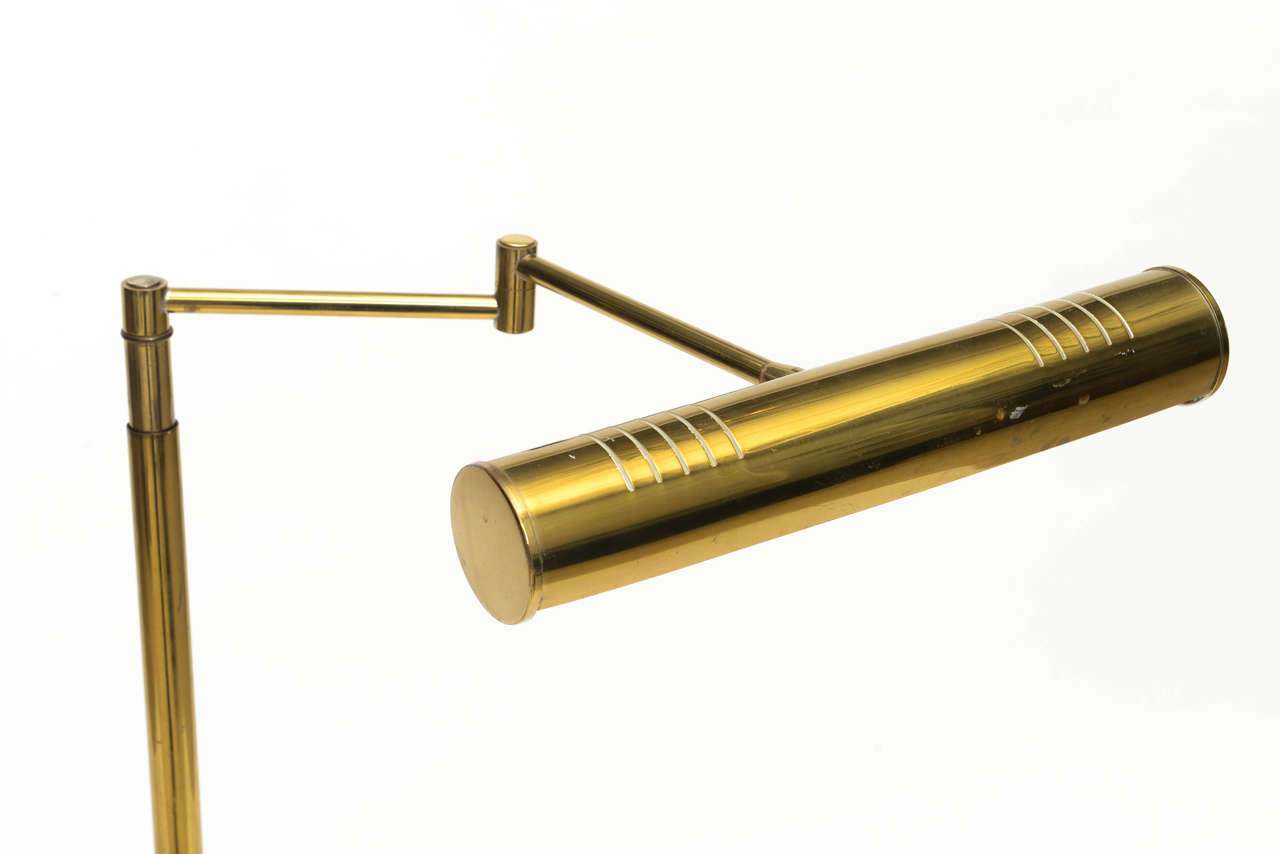 Mid-Century Modern Pair of American Modern Adjustable Brass Floor Lamps, Castelli