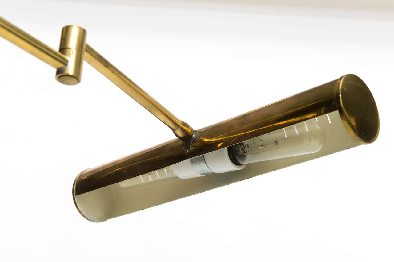 Pair of American Modern Adjustable Brass Floor Lamps, Castelli 1