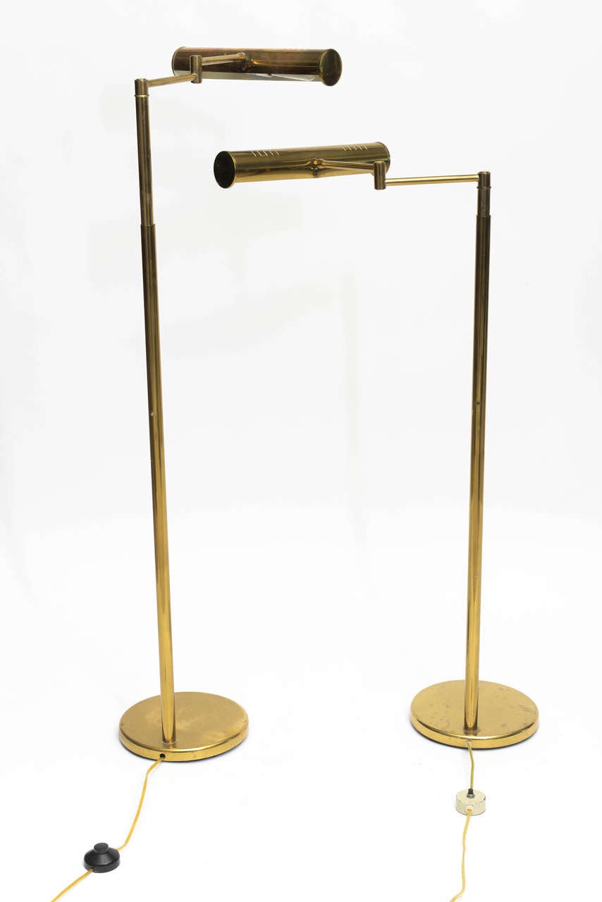 Pair of American Modern Adjustable Brass Floor Lamps, Castelli 5