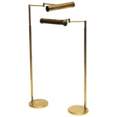 Pair of American Modern Adjustable Brass Floor Lamps, Castelli