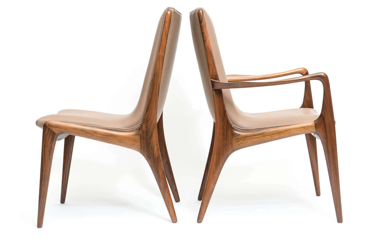 Leather Set of Six American Modern, Vladimir Kagan Sculptura Chairs, 1950s