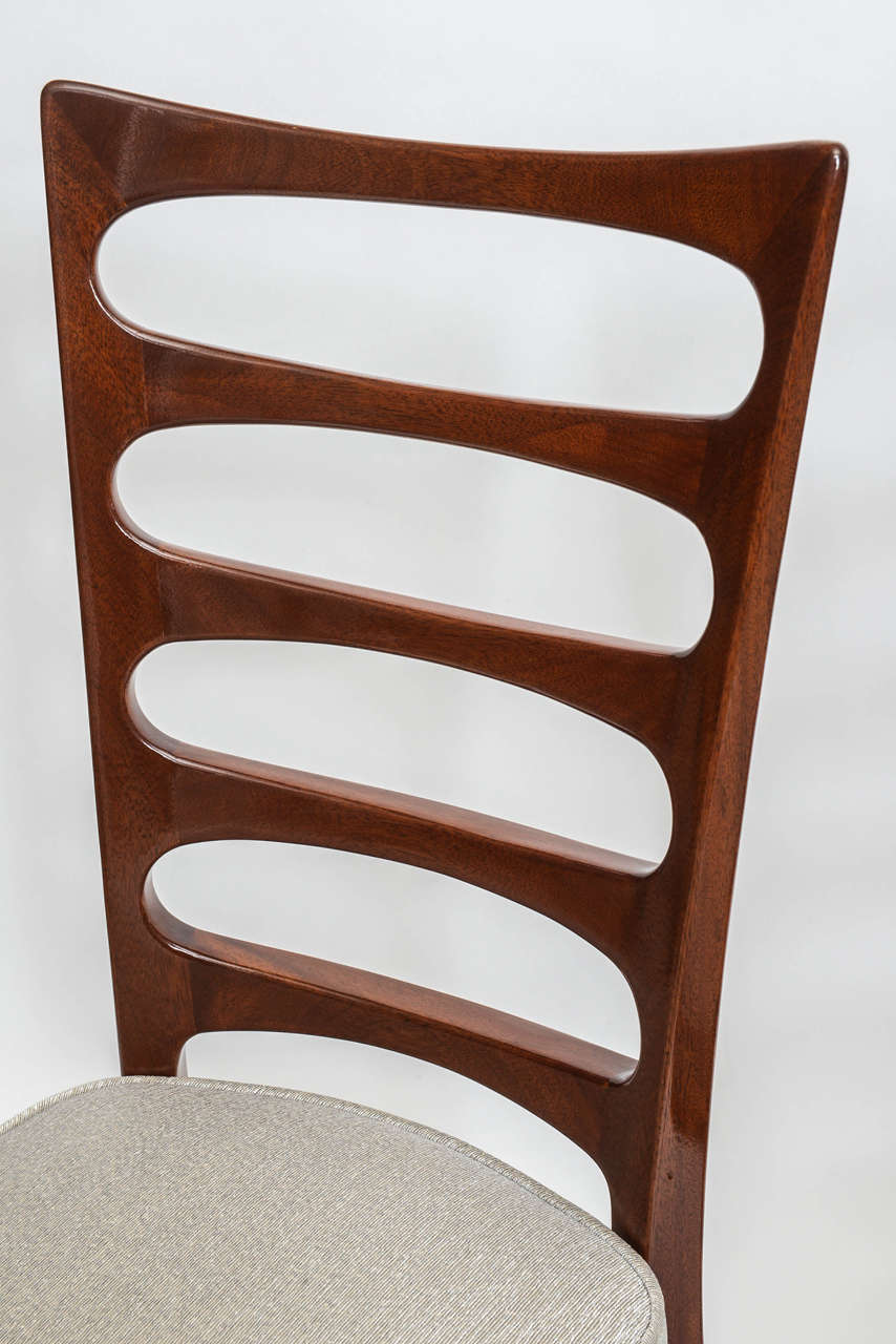 Mid-Century Modern Rare Set of Ten Italian Modern Mahogany Dining Chairs, Paolo Buffa