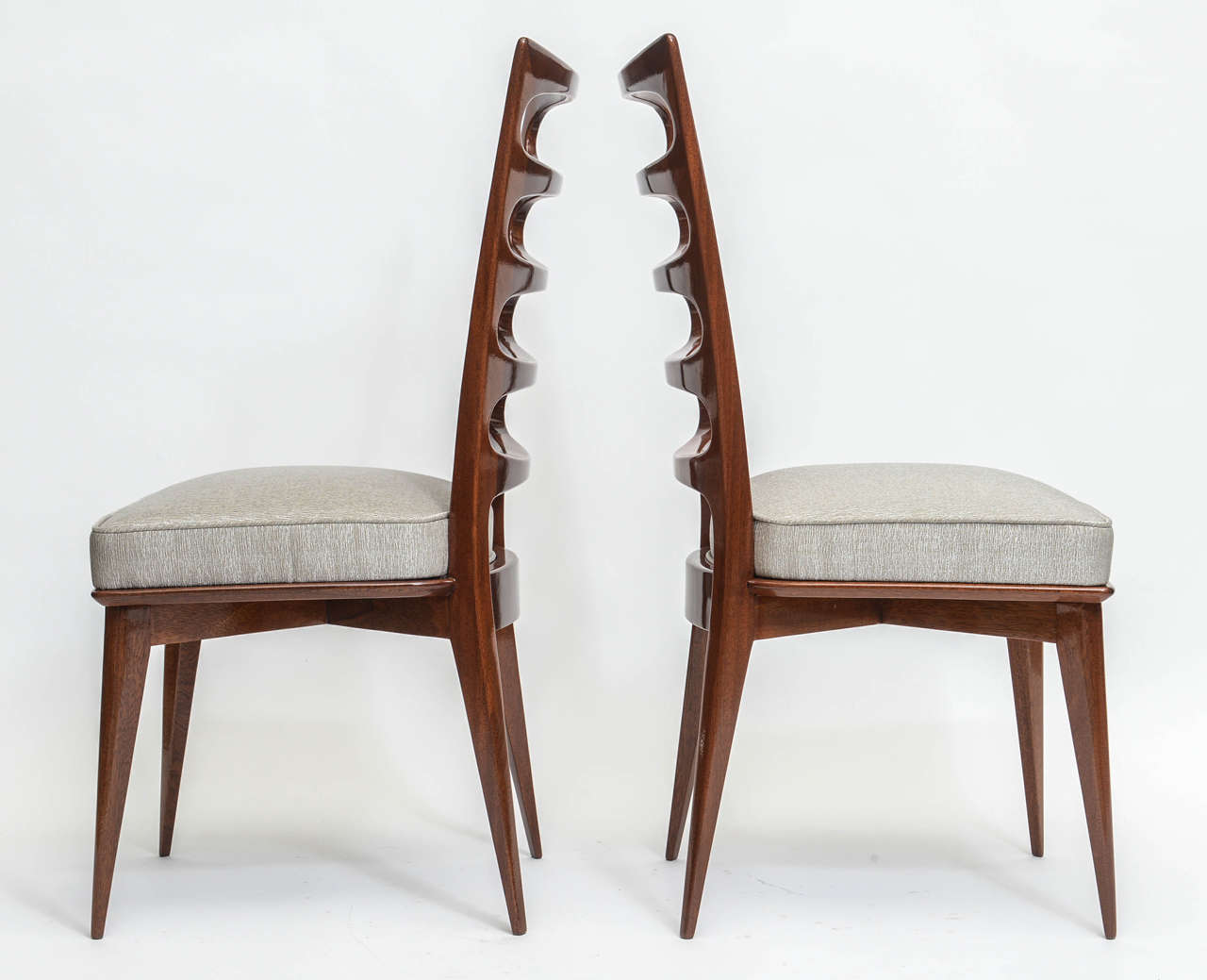 Mid-20th Century Rare Set of Ten Italian Modern Mahogany Dining Chairs, Paolo Buffa