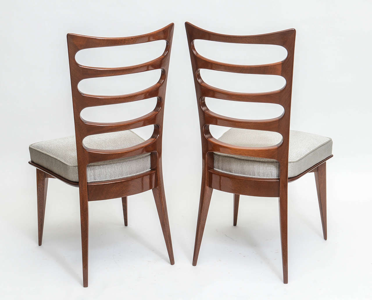 Rare Set of Ten Italian Modern Mahogany Dining Chairs, Paolo Buffa 1