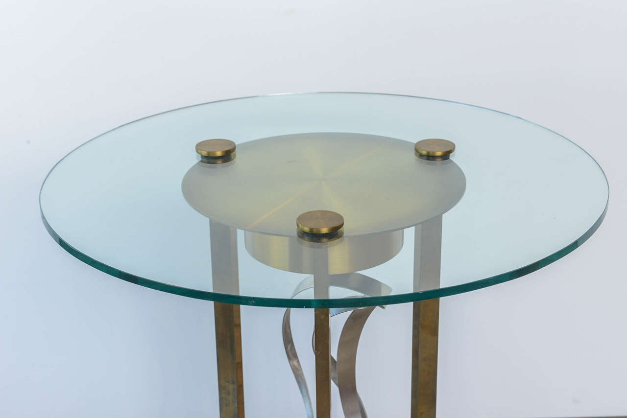 Mid-Century Modern American Modern Chrome, Brass and Glass Side Table, Fontana Arte, 1960's For Sale