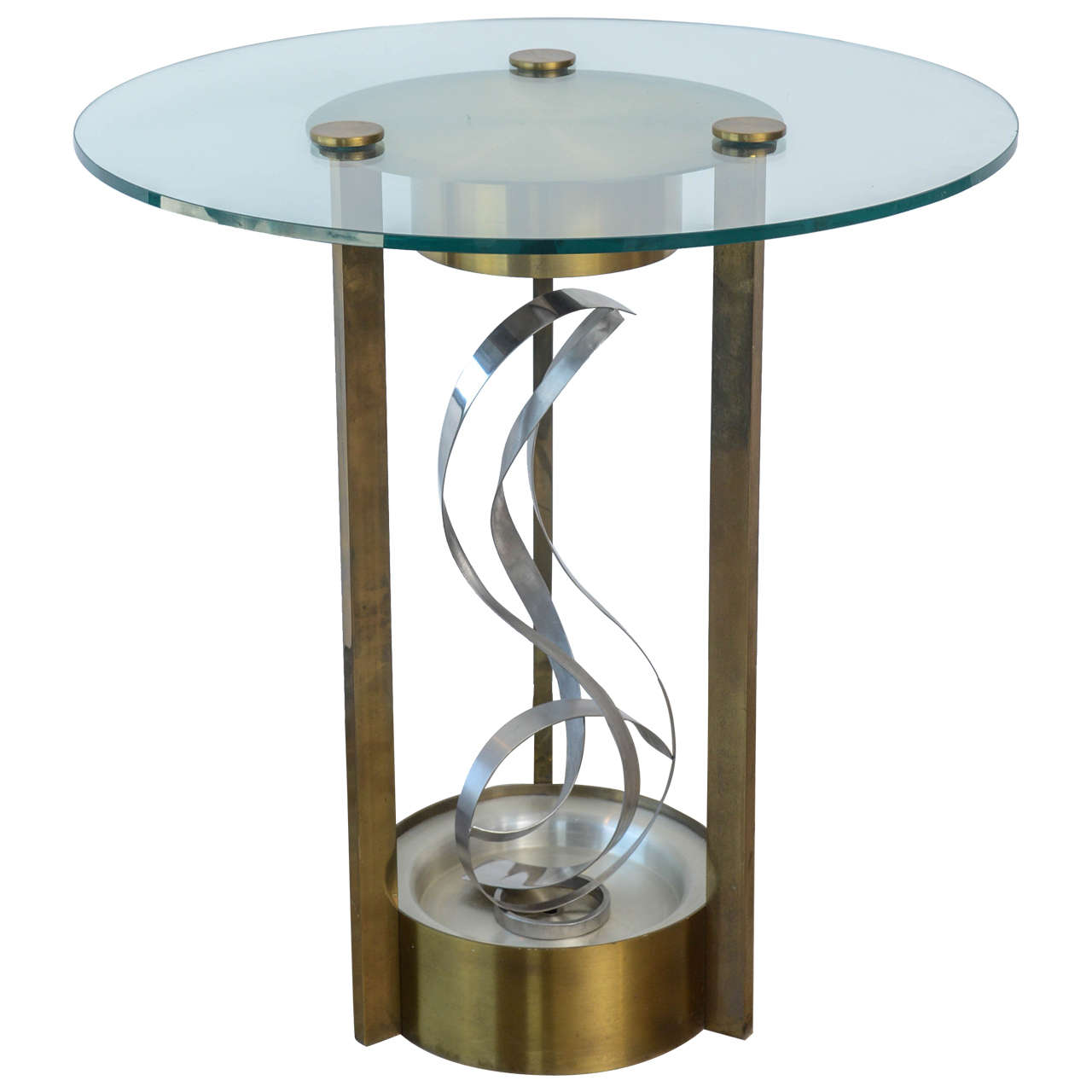 American Modern Chrome, Brass and Glass Side Table, Fontana Arte, 1960's