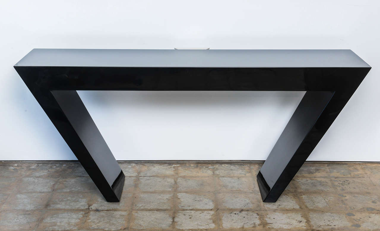 American Modern Black Lacquered and Bone Console Table by Maitland-Smith 2