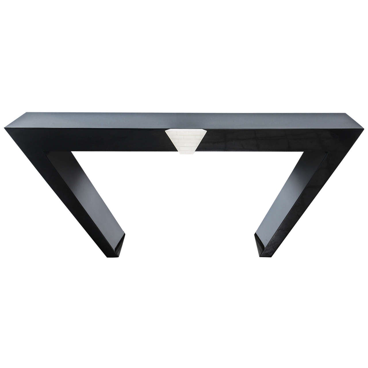 American Modern Black Lacquered and Bone Console Table by Maitland-Smith