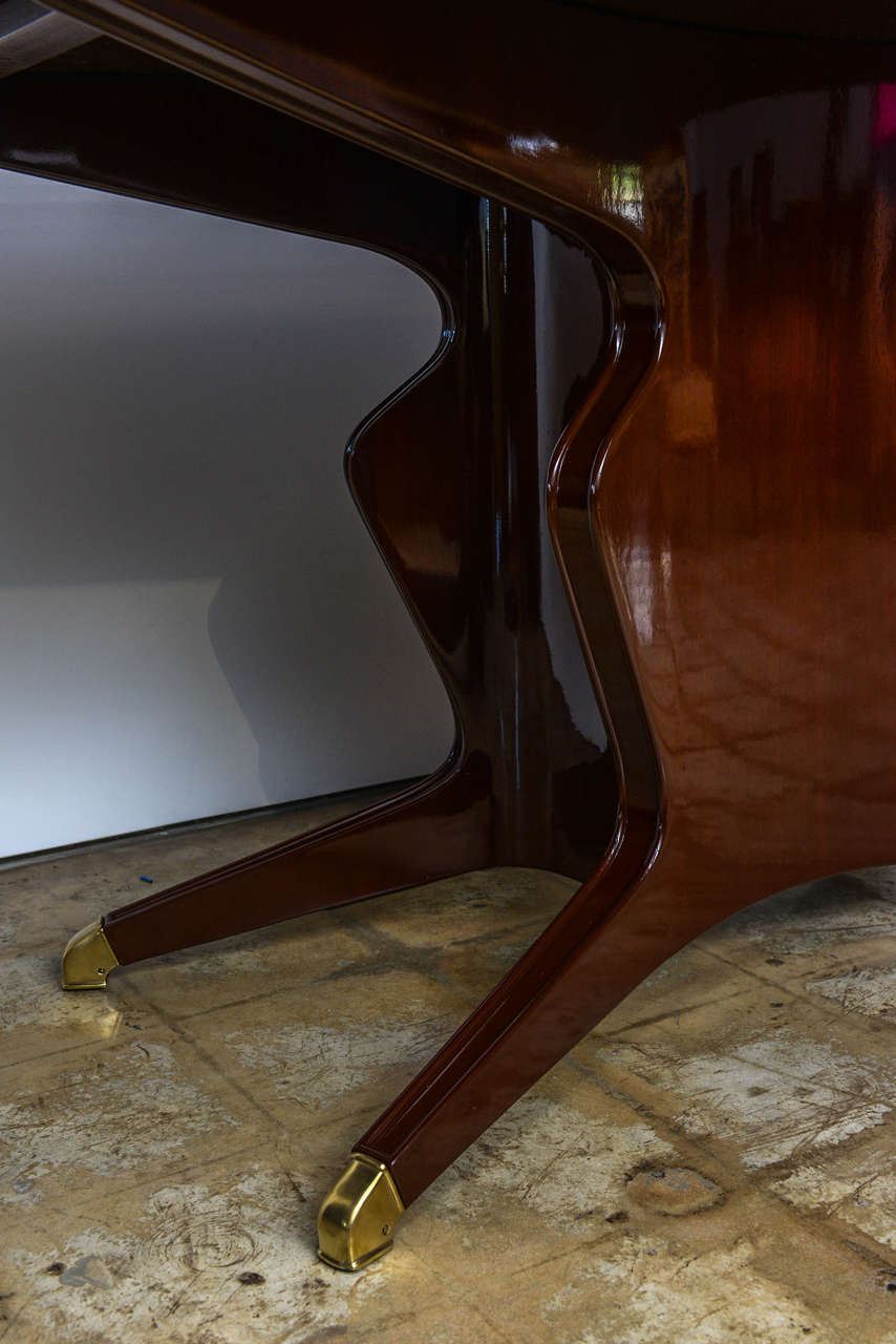 Italian Modern Mahogany, Brass and Onyx-Top Dining or Center Table  For Sale 2
