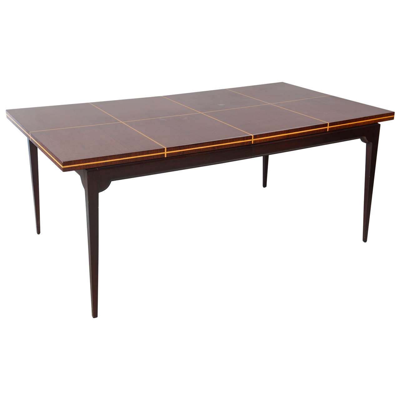 Modern Mahogany and Maple Parquetry Inlaid Dining Table by Tommi Parzinger