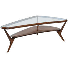 Italian Modern Mahogany and Glass Low Table by Ico Parisi