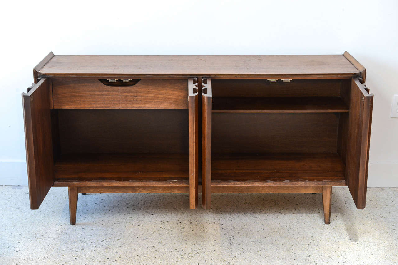 Mid-Century Modern Italian Modern Walnut Four-Door Credenza/Buffet, Style of Ico Parisi