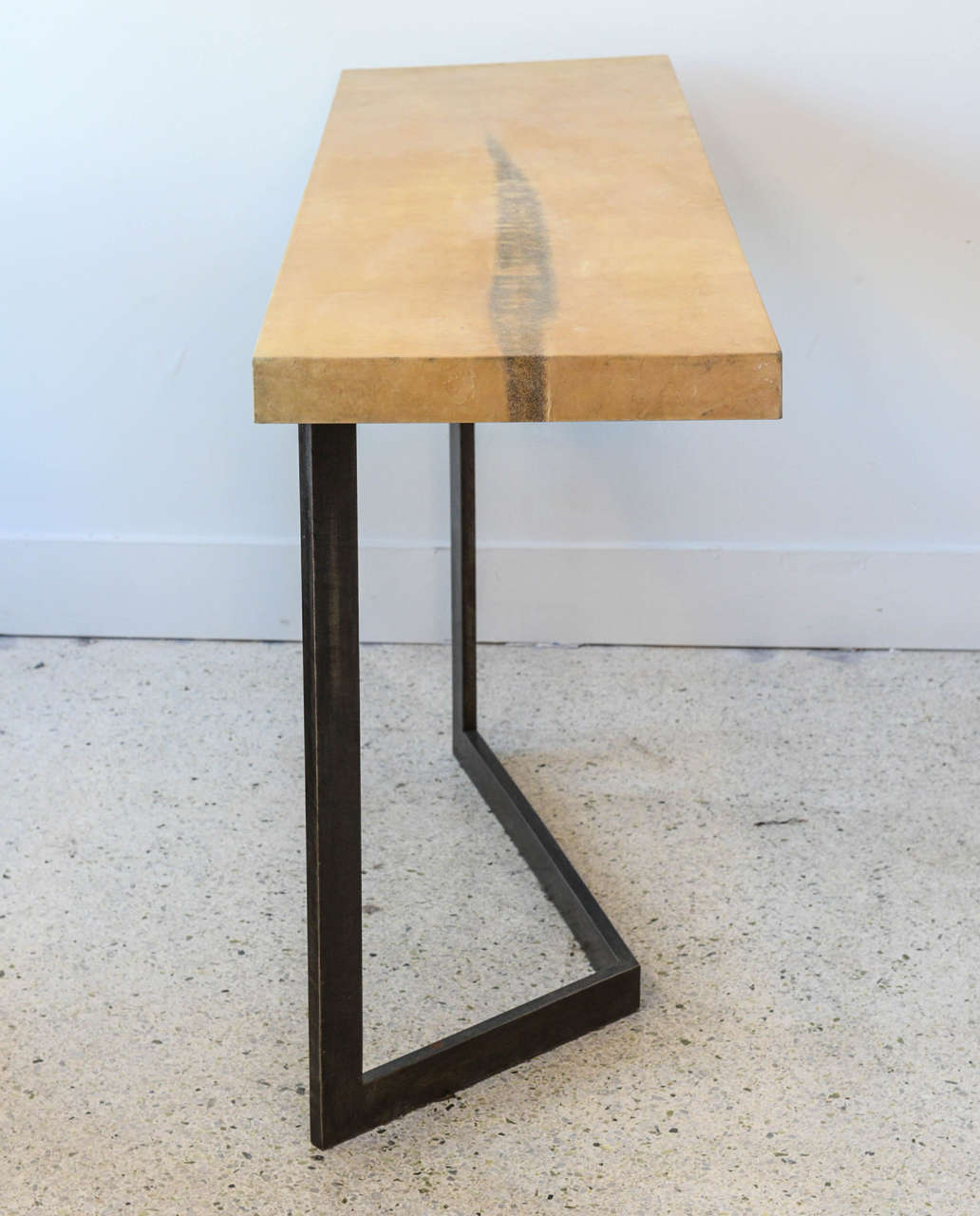 Italian Bronze and Leather-Top Console in the Style of Gino Levi-Montalcini For Sale 2