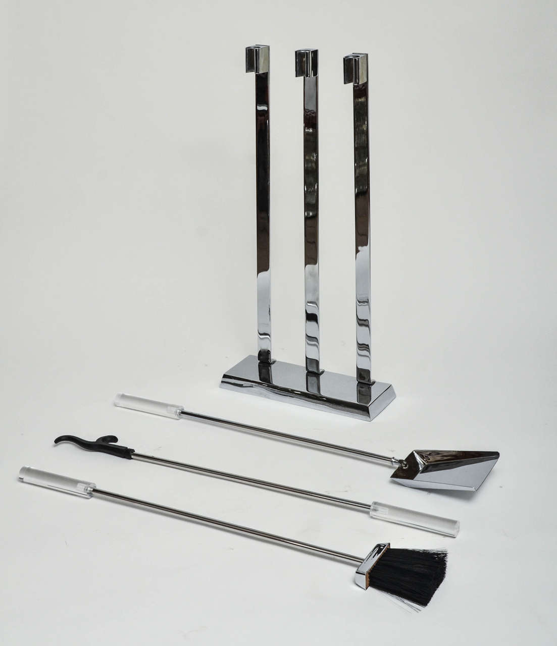 American Chrome Fireplace Tool Set with Lucite Details