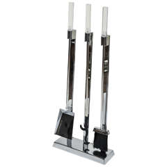 Chrome Fireplace Tool Set with Lucite Details