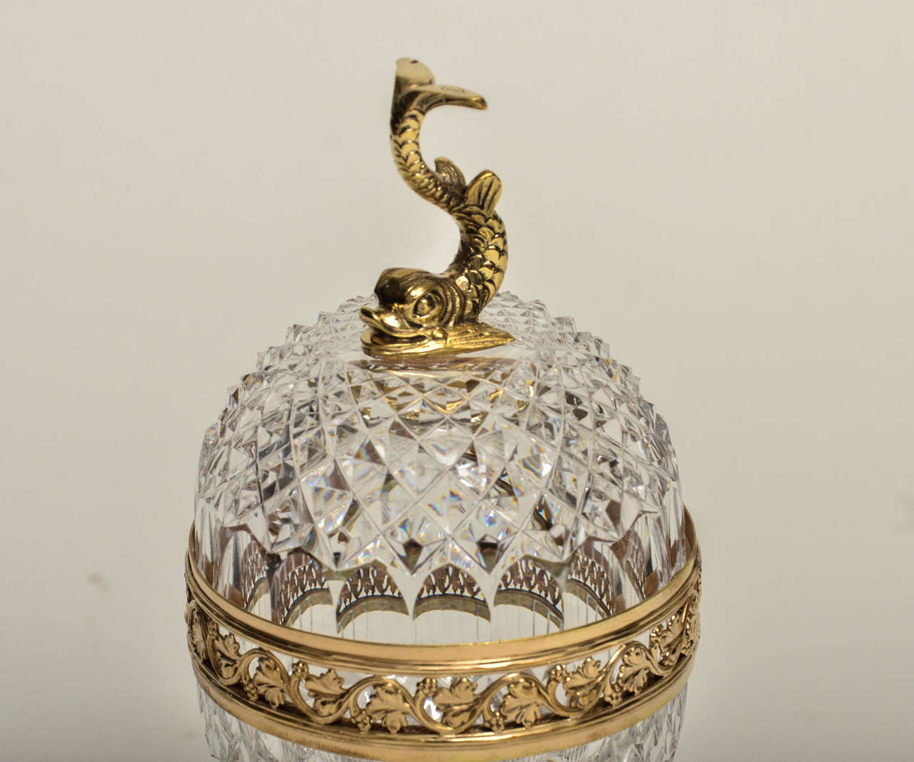 French Crystal Egg Box with Bronze Details
