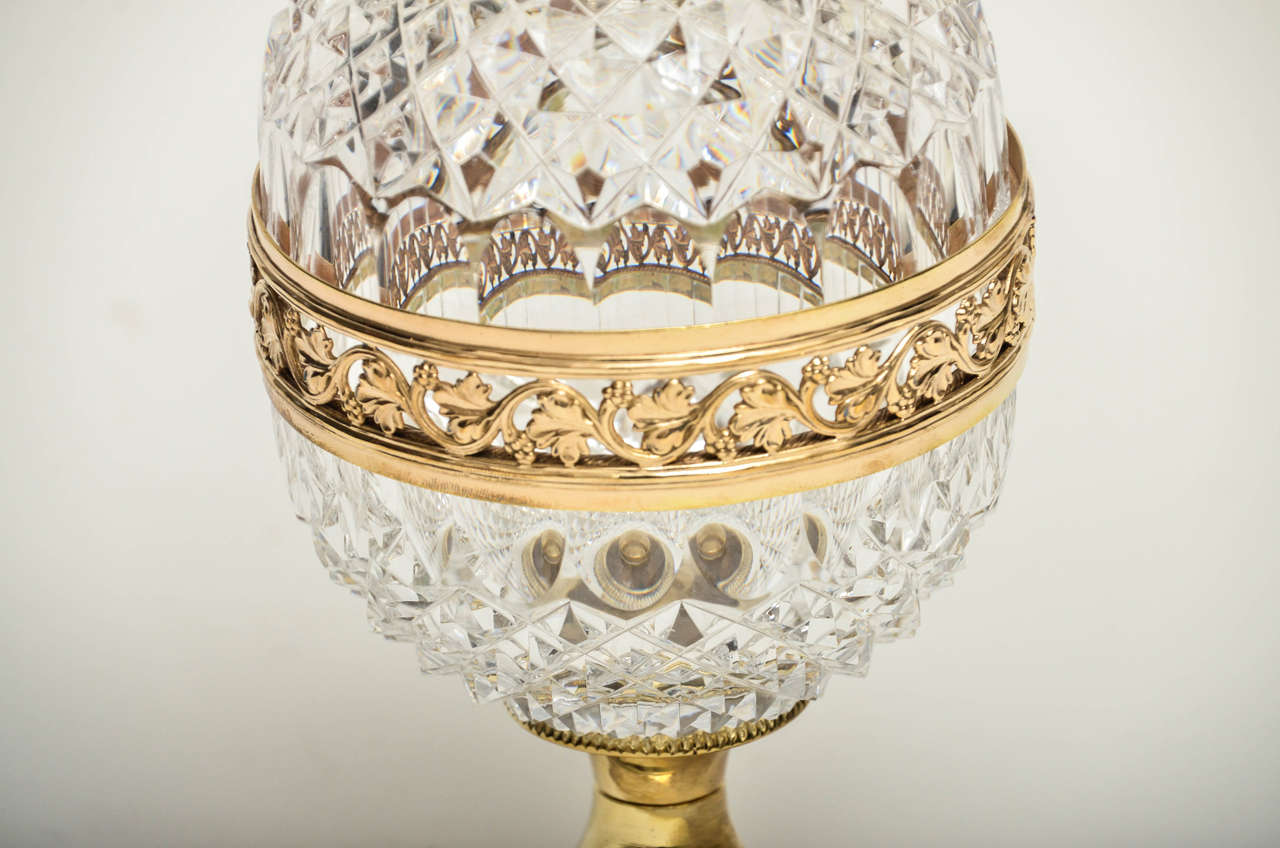 Crystal Egg Box with Bronze Details In Excellent Condition In Bridgehampton, NY