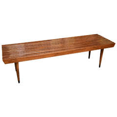 Wood Slated Bench with Tapered Legs