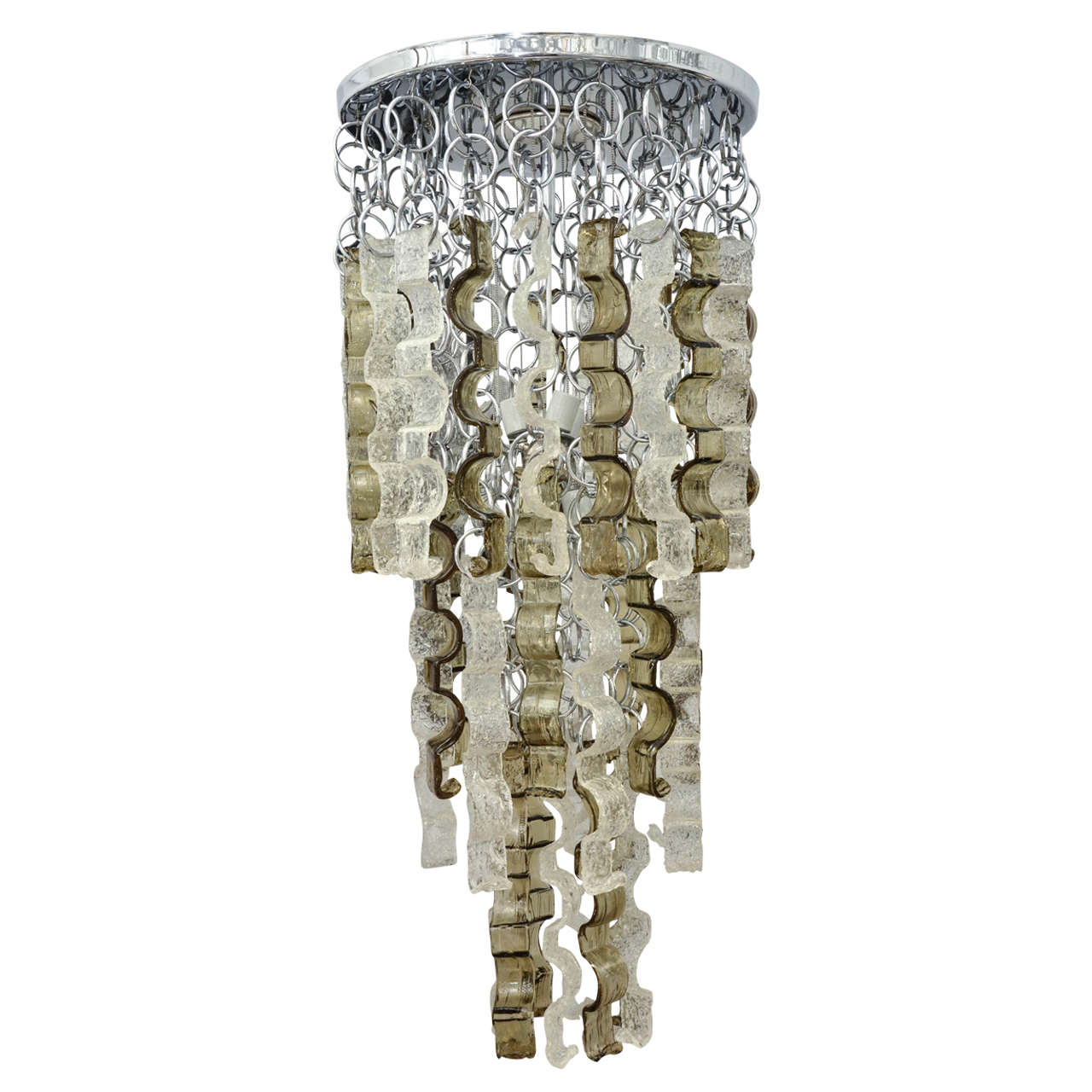 Chandelier Composed of Textured Glass Elements with Chrome Details