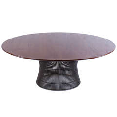 Walnut and Bronze Round Coffee Table by Warren Platner for Knoll