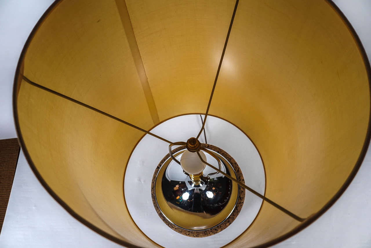 A Pair of Monumental Cork and Chrome Table Lamps In Excellent Condition In Kingston, NY
