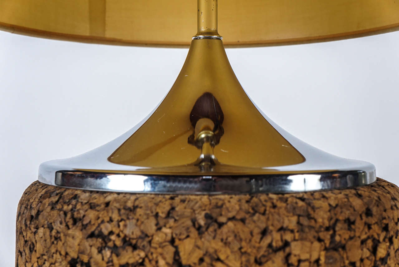 20th Century A Pair of Monumental Cork and Chrome Table Lamps