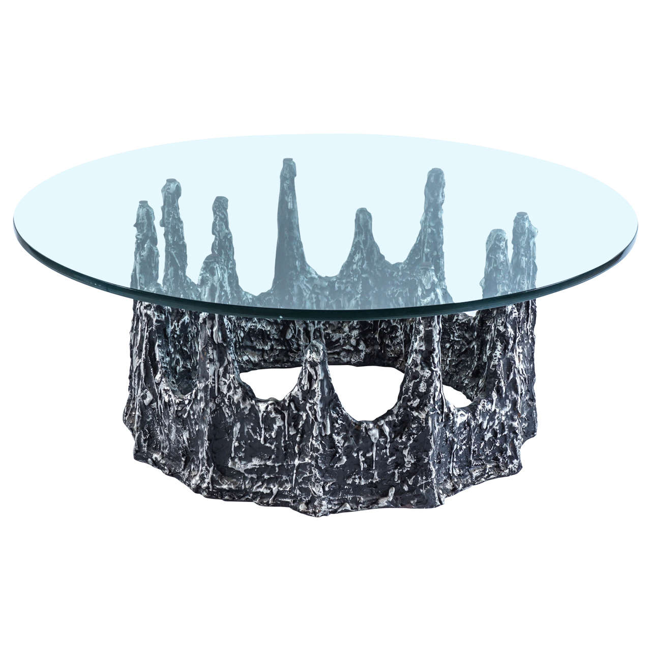 Glass Topped Round Cocktail Table by Adrian Pearsall