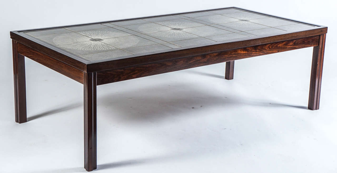 Danish Tile-Top Coffee Table in the Style of Roger Capron 1