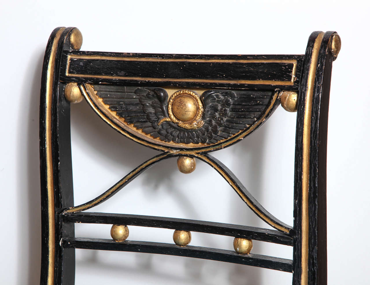 Set of 19th Century Ebonized and Parcel Gilt Egyptian Revival Regency Chairs For Sale 2