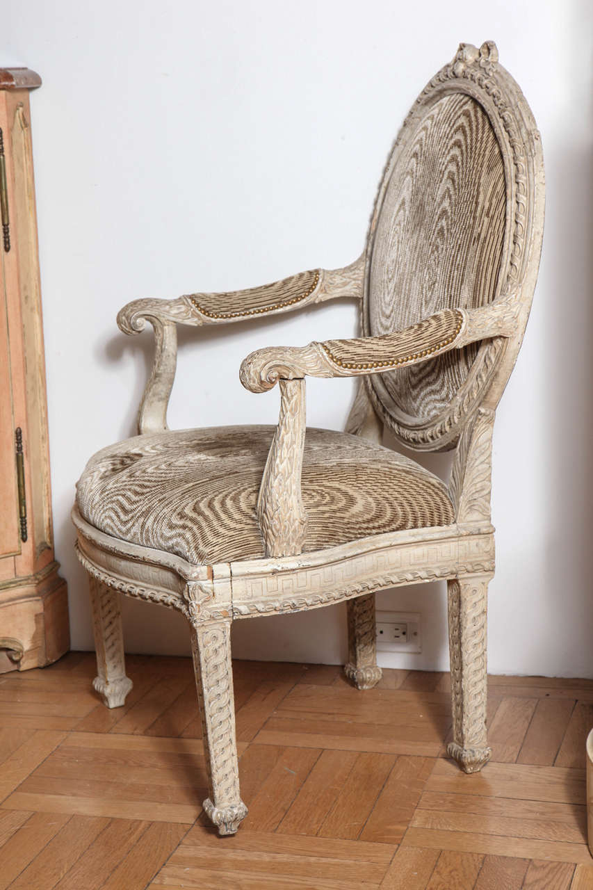 Carved and Painted Neo-Classical Fauteuil, Italian, 18th Century For Sale 1