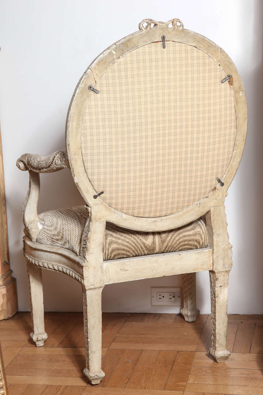 Carved and Painted Neo-Classical Fauteuil, Italian, 18th Century For Sale 3