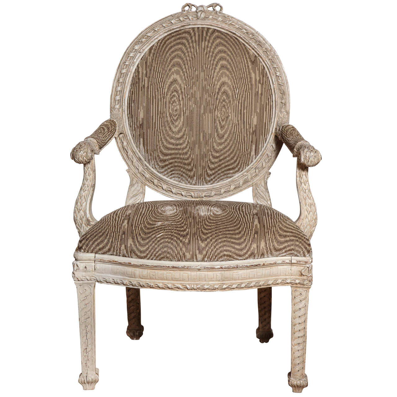 Carved and Painted Neo-Classical Fauteuil, Italian, 18th Century For Sale