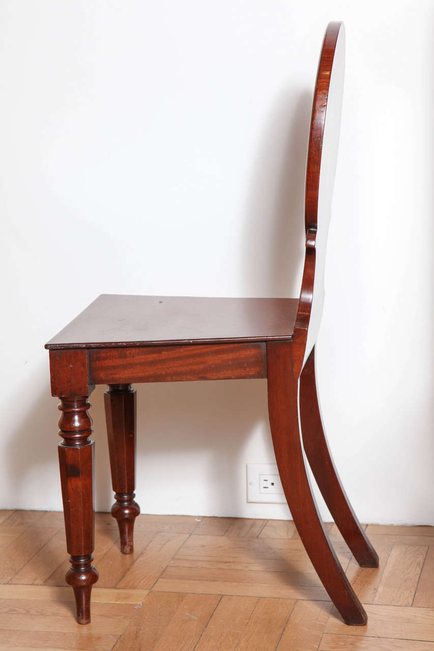 Pair of Carved Mahogany Hall Chairs, England, Early 19th Century For Sale 2