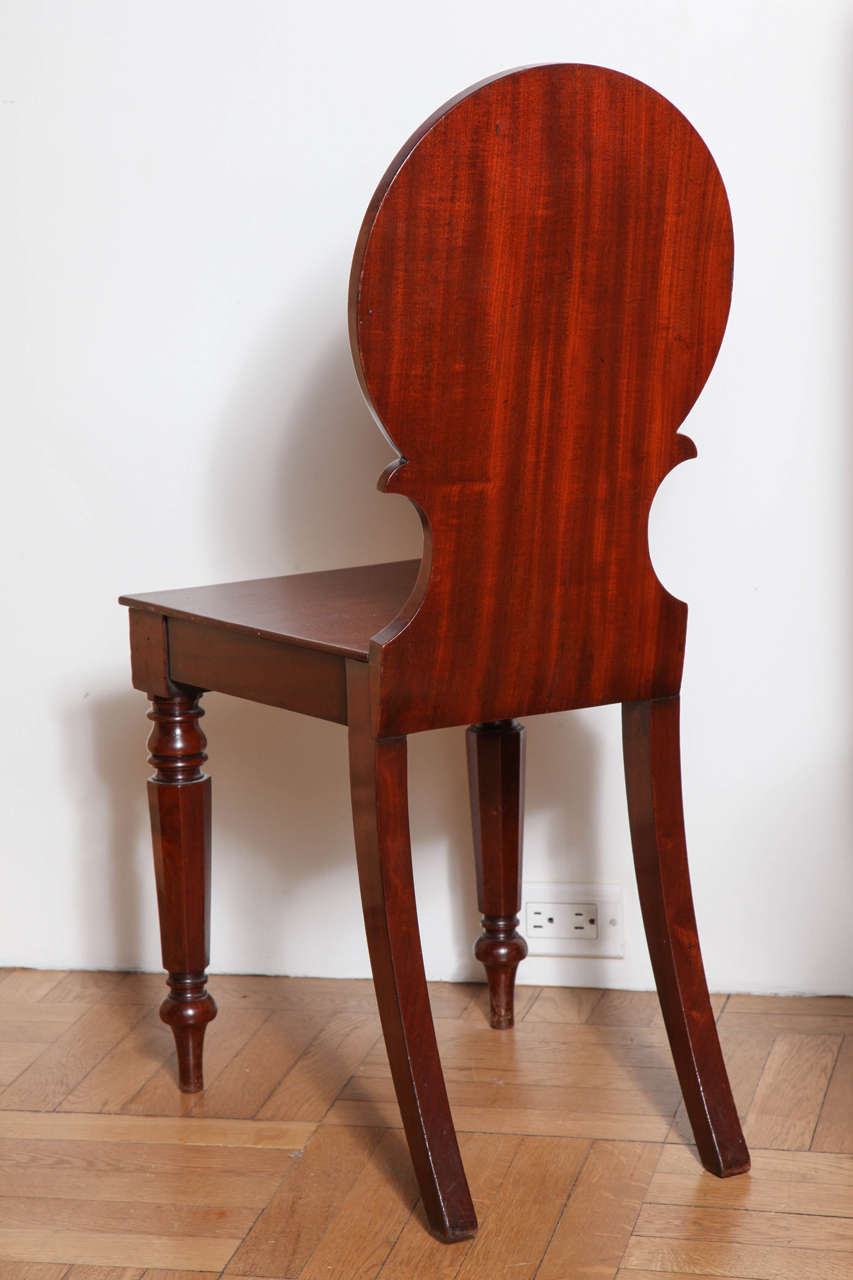 Pair of Carved Mahogany Hall Chairs, England, Early 19th Century For Sale 3