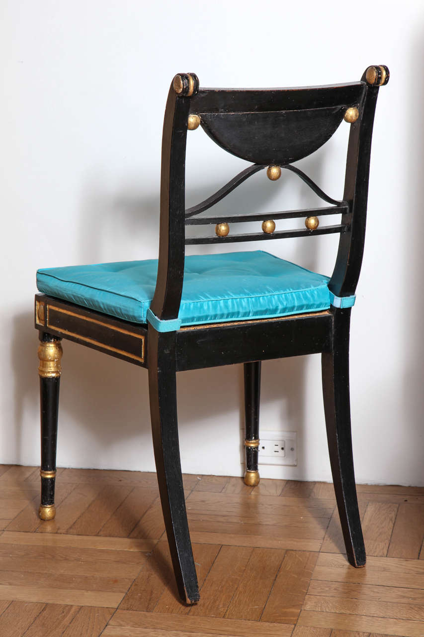 Set of 19th Century Ebonized and Parcel Gilt Egyptian Revival Regency ...