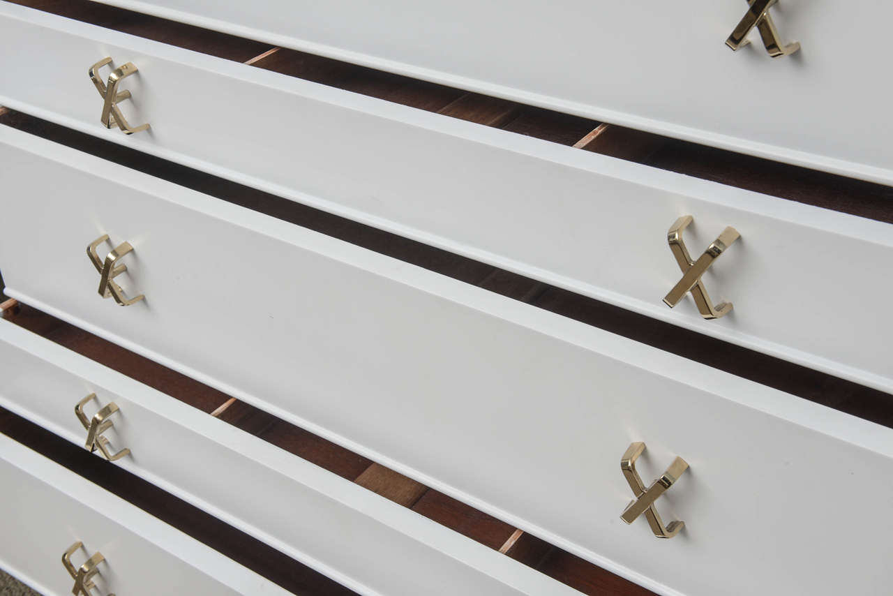 Wood Paul Frankl Midcentury Classic Modern X-Pulls Dresser For Johnson Furniture