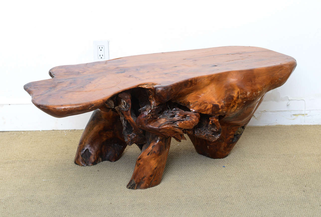 Beautifully solid handcrafted table dating back to the 1950s -1970s very much Int the style of Alexandre Noll . Amazing with modern beach, cottage, loft spaces. This table is very sculptural in nature and it was obviously crafted by someone who new