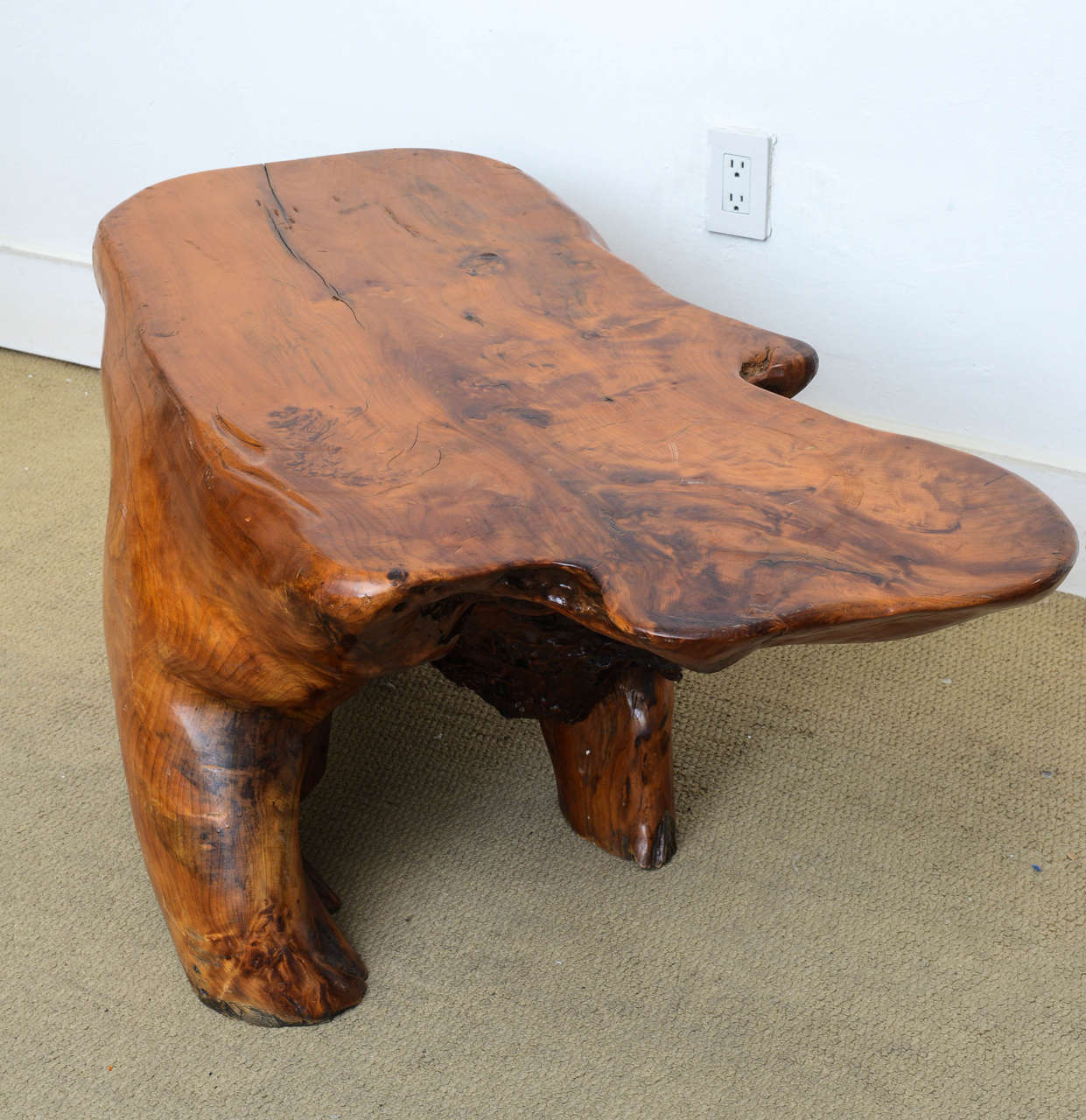 Mid Century Modern Solid Wood Alexandre Noll style Organic Sculptural Table  In Good Condition For Sale In Miami, FL