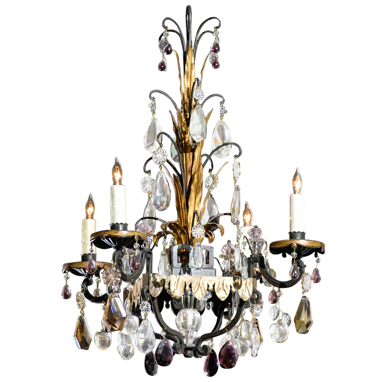 French 19th C. Gilded Crystal Chandelier For Sale