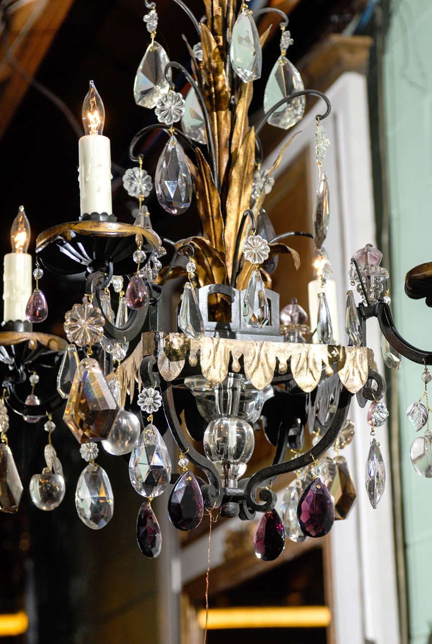 19th Century French 19th C. Gilded Crystal Chandelier For Sale
