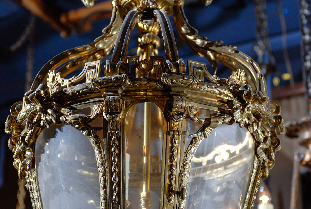 20th Century French 19th C. Gilt Brass Lantern With Exceptional Detail For Sale