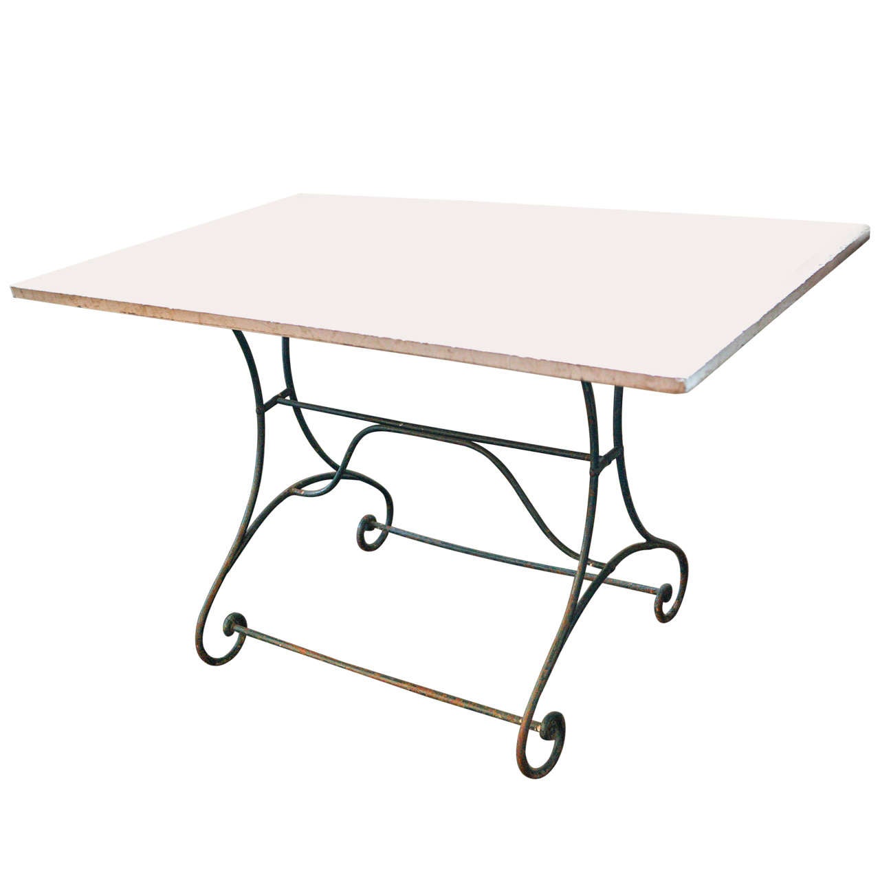 French Rectangular Marble Top Table For Sale