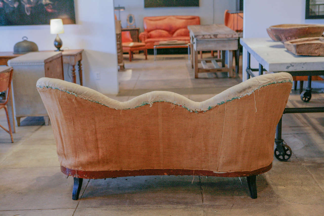 Wood French Tufted Settee , C. 1880